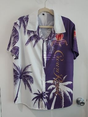 Purple & White Tropical Button-Down Shirt